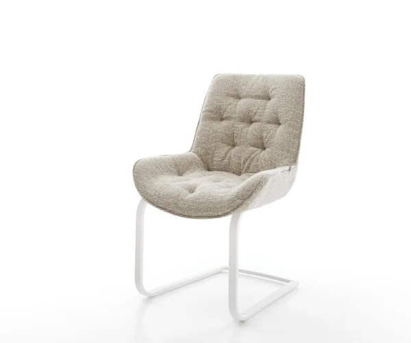 Cantilever Taimi-Flex tissu tissé doux beige pied cantilever plat blanc