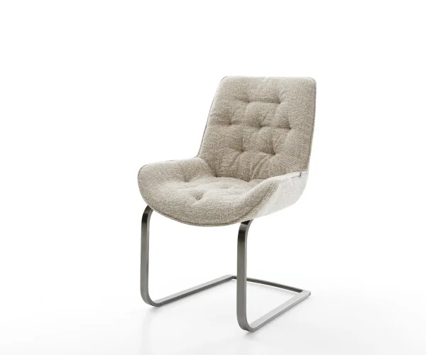 Cantilever Taimi-Flex tissu tissé doux beige pied cantilever plat grafiete