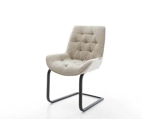 Cantilever Taimi-Flex tissu tissé doux beige pied cantilever plat noir