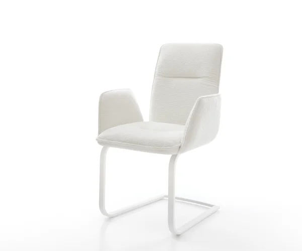 Cantilever Vinja-Flex bouclé doux beige pied cantilever plat blanc