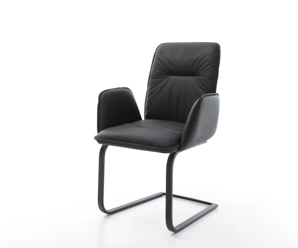 Cantilever Vinja-Flex cuir de vache noir pied cantilever plat noir