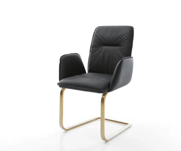 Cantilever Vinja-Flex cuir de vache noir pied cantilever plat or