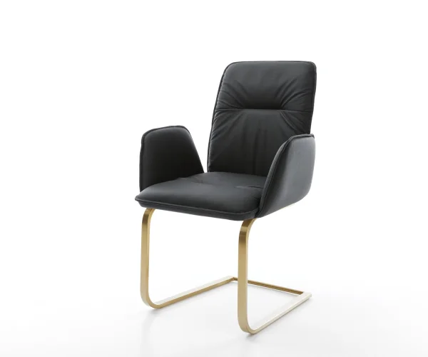 Cantilever Vinja-Flex cuir véritable noir cantilever plat or