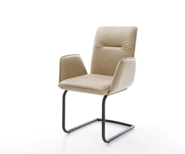 Cantilever Vinja-Flex microvelours beige vintage pied cantilever rond noir
