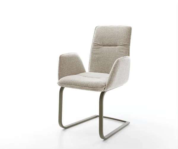 Cantilever Vinja-Flex tissu tissé doux beige pied cantilever plat aspect titane