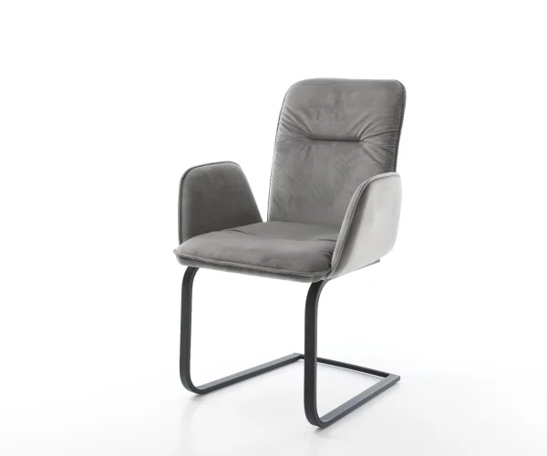 Cantilever Vinja-Flex velours gris pied cantilever plat noir