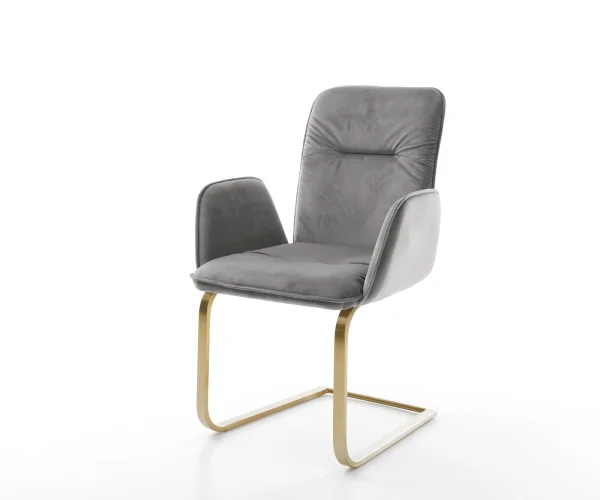 Cantilever Vinja-Flex velours gris pied cantilever plat or
