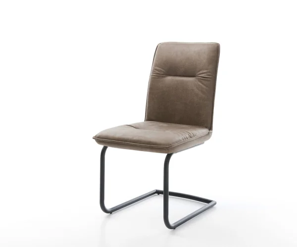 Cantilever Vinjo-Flex microvelours taupe vintage pied cantilever rond noir