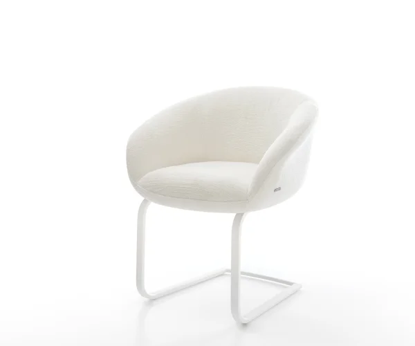 Cantilever Vinka-Flex avec accoudoirs bouclé doux beige pied cantilever plat blanc resorts ensachés