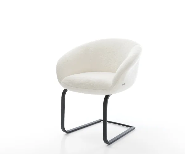 Cantilever Vinka-Flex avec accoudoirs bouclé doux beige pied cantilever plat noir resorts ensachés