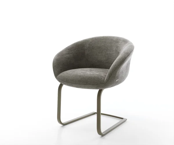 Cantilever Vinka-Flex avec accoudoirs bouclé doux couleur boue pied cantilever plat aspect titane resorts ensachés