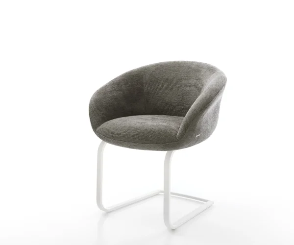 Cantilever Vinka-Flex avec accoudoirs bouclé doux couleur boue pied cantilever plat blanc resorts ensachés