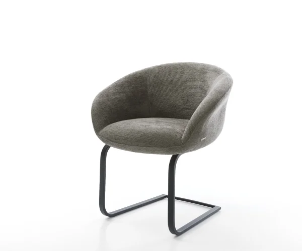 Cantilever Vinka-Flex avec accoudoirs bouclé doux couleur boue pied cantilever plat noir resorts ensachés