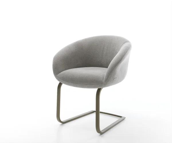 Cantilever Vinka-Flex avec accoudoirs tissu structuré doux gris pied cantilever plat aspect titane resorts ensachés