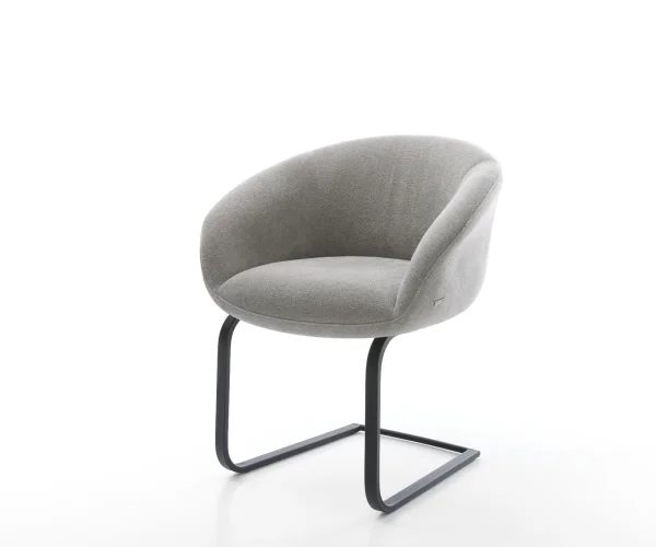 Cantilever Vinka-Flex avec accoudoirs tissu structuré doux gris pied cantilever plat noir resorts ensachés