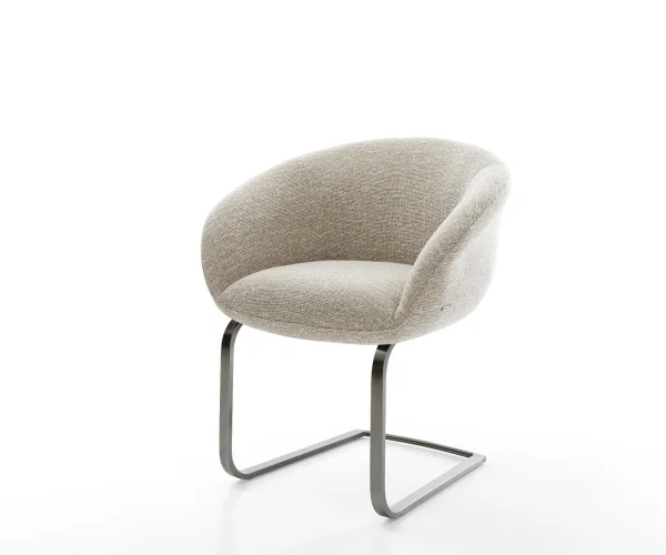 Cantilever Vinka-Flex avec accoudoirs tissu tissé doux beige pied cantilever plat grafiete resorts ensachés