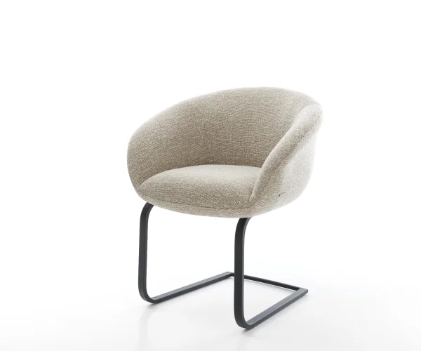 Cantilever Vinka-Flex avec accoudoirs tissu tissé doux beige pied cantilever plat noir resorts ensachés