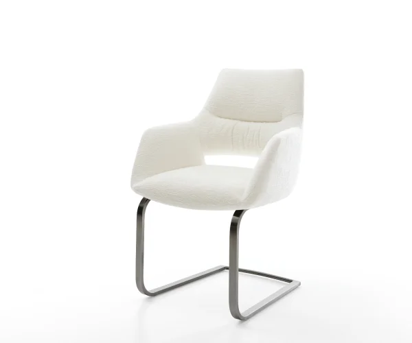 Cantilever Yago-Flex avec accoudoirs bouclé doux beige pied cantilever plat grafiete resorts ensachés