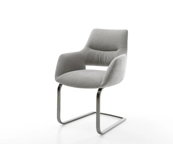 Cantilever Yago-Flex avec accoudoirs tissu structuré doux gris pied cantilever plat grafiete resorts ensachés