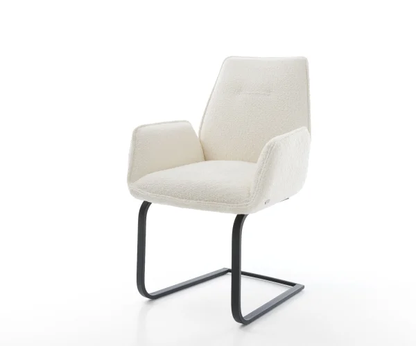 Cantilever Zoa-Flex bouclé blanc pied cantilever plat noir ressorts ensachés