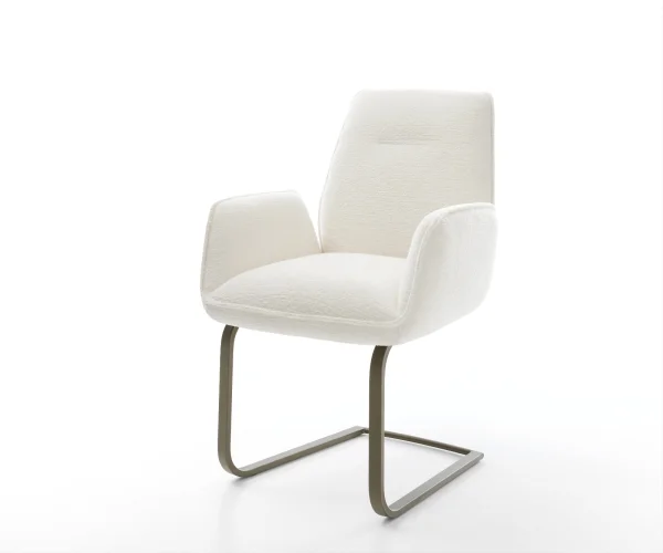 Cantilever Zoa-Flex bouclé doux beige pied cantilever plat aspect titane resorts ensachés