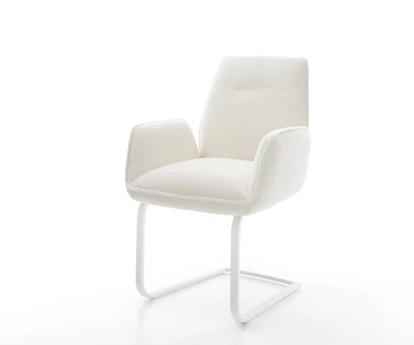 Cantilever Zoa-Flex bouclé doux beige pied cantilever plat blanc resorts ensachés