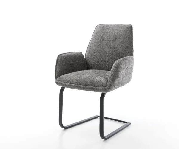 Cantilever Zoa-Flex bouclé gris pied cantilever plat noir ressorts ensachés
