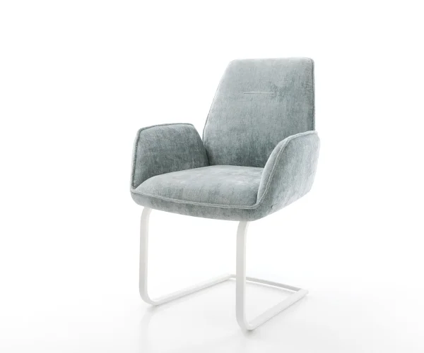 Cantilever Zoa-Flex chenille bleu pastel pied cantilever plat blanc ressorts ensachés