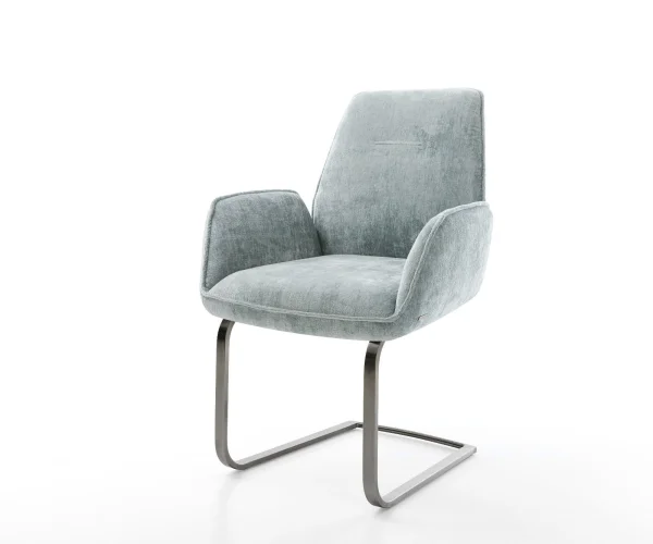 Cantilever Zoa-Flex chenille bleu pastel pied cantilever plat grafiete ressorts ensachés