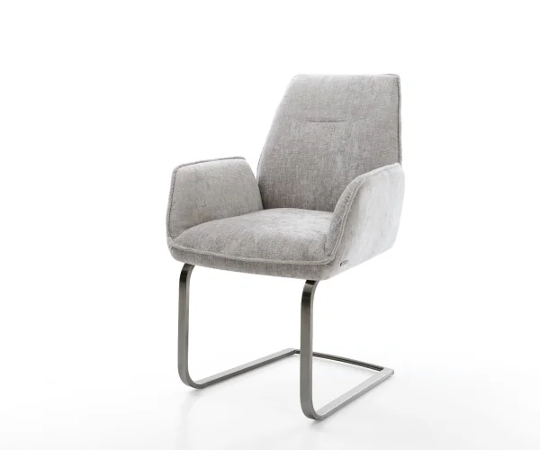 Cantilever Zoa-Flex chenille gris argenté pied cantilever plat grafiete ressorts ensachés