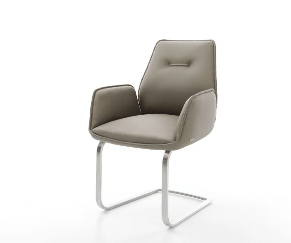 Cantilever Zoa-Flex cuir de vache couleur boue pied cantilever plat acier inoxydable brossé ressorts ensachés