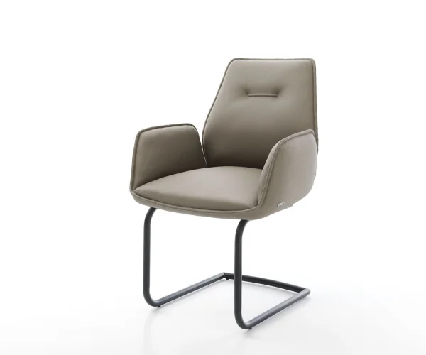 Cantilever Zoa-Flex cuir de vache couleur boue pied cantilever rond noir ressorts ensachés