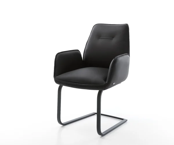 Cantilever Zoa-Flex cuir de vache noir pied cantilever plat noir ressorts ensachés
