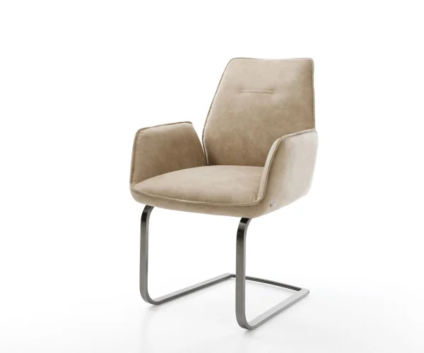 Cantilever Zoa-Flex microvelours beige vintage pied cantilever plat grafiete ressorts ensachés