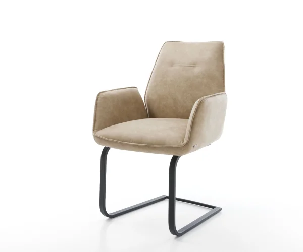 Cantilever Zoa-Flex microvelours beige vintage pied cantilever plat noir ressorts ensachés