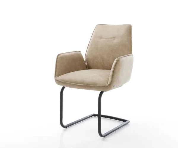 Cantilever Zoa-Flex microvelours beige vintage pied cantilever rond noir ressorts ensachés
