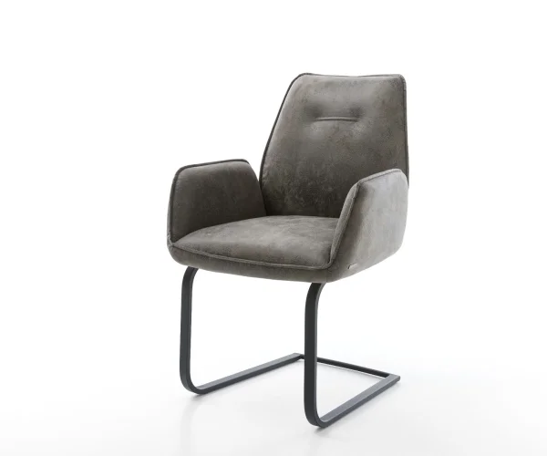 Cantilever Zoa-Flex microvelours gris antique pied cantilever plat noir ressorts ensachés