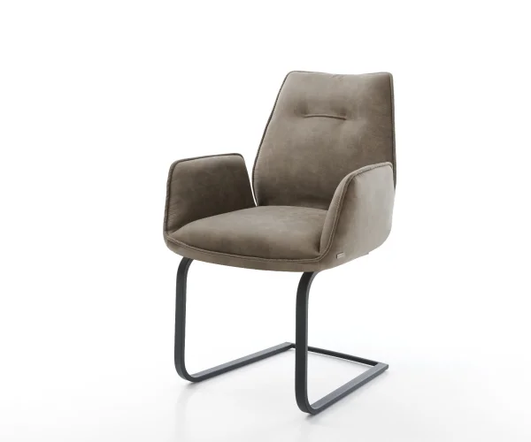 Cantilever Zoa-Flex microvelours taupe vintage pied cantilever plat noir ressorts ensachés