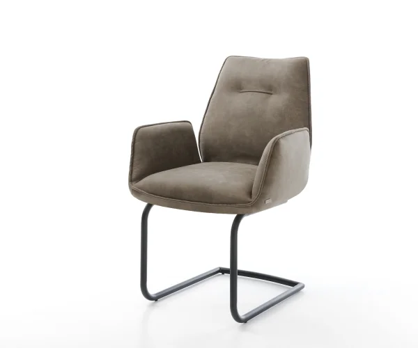 Cantilever Zoa-Flex microvelours taupe vintage pied cantilever rond noir ressorts ensachés