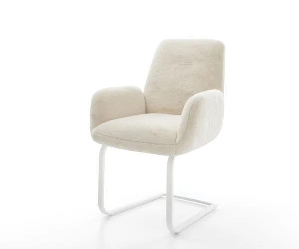 Cantilever Zoa-Flex peluche crème-blanc pied cantilever plat blanc resorts ensachés