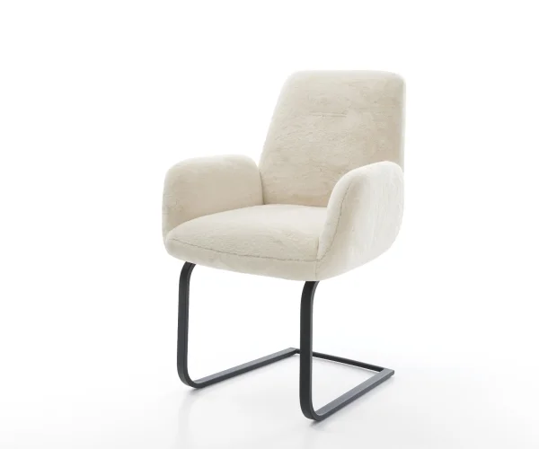 Cantilever Zoa-Flex peluche crème-blanc pied cantilever plat noir resorts ensachés