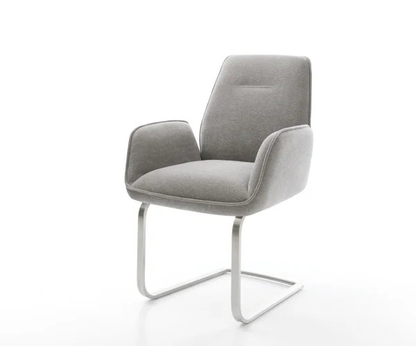 Cantilever Zoa-Flex tissu structuré doux gris pied cantilever plat acier inoxydable resorts ensachés