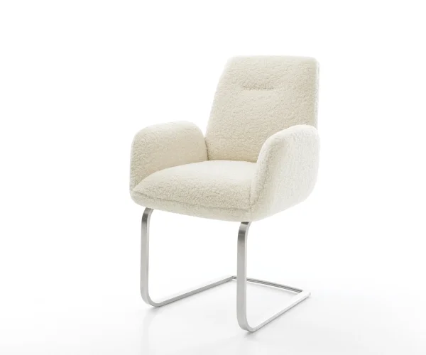 Cantilever Zoa-Flex tissu teddy beige pied cantilever plat acier inoxydable resorts ensachés