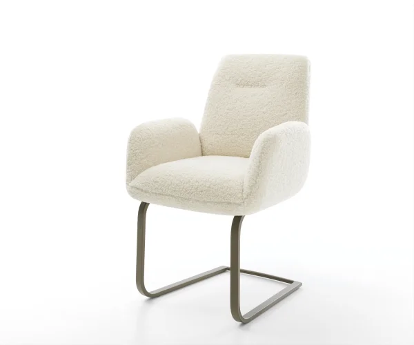 Cantilever Zoa-Flex tissu teddy beige pied cantilever plat aspect titane resorts ensachés