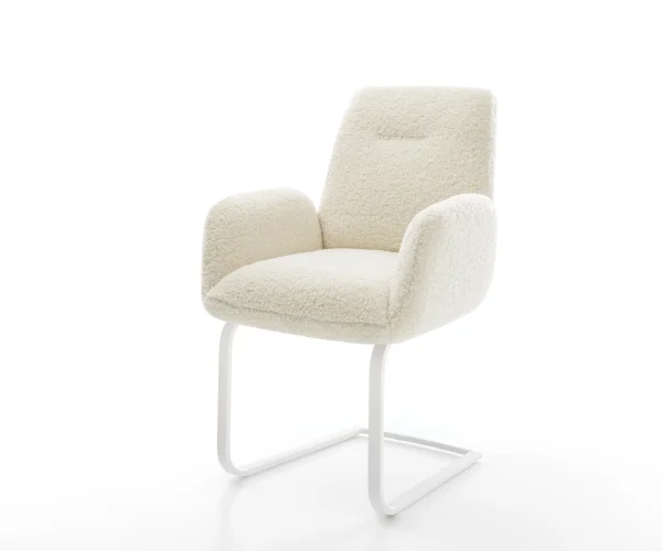 Cantilever Zoa-Flex tissu teddy beige pied cantilever plat blanc resorts ensachés