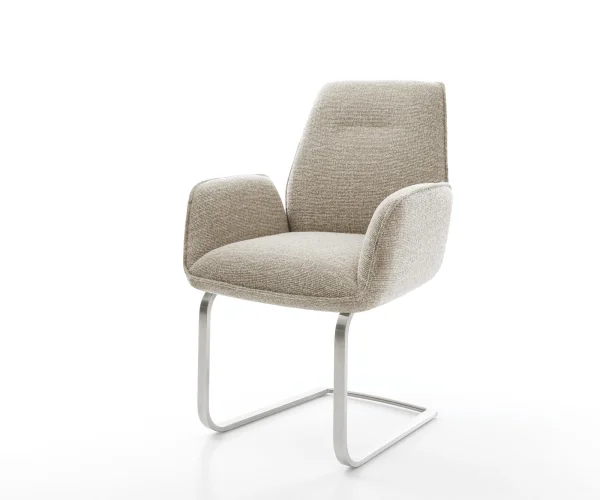Cantilever Zoa-Flex tissu tissé doux beige pied cantilever plat acier inoxydable resorts ensachés