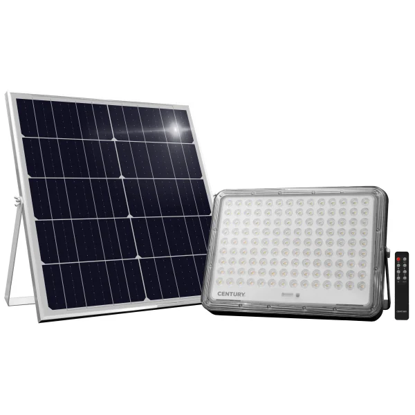 Century Italia Promoteo - illuminateur solaire avec capteur jour et nuit et télécommande - 31 x 4,1 x 22,5 cm - 30W LED inclus - IP65 - noir
