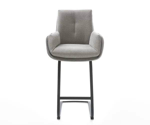 Chaise-de-bar Clea-Flex Structure en tissu Soft Gris Piètement métallique plat