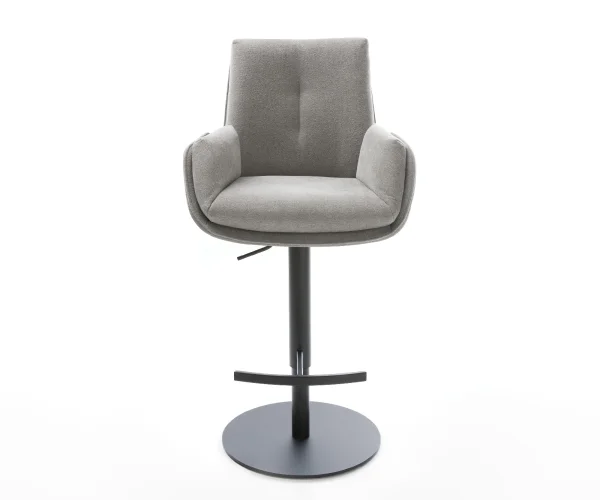 Chaise-de-bar Clea-Flex Tissu structuré Soft Grey Pied pivotant réglable en hauteur Métal pivotant