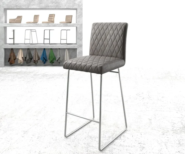 Chaise-de-bar Earnest-Flex piqué en diamant Vintage anthracite  cadre de patins acier inoxydable